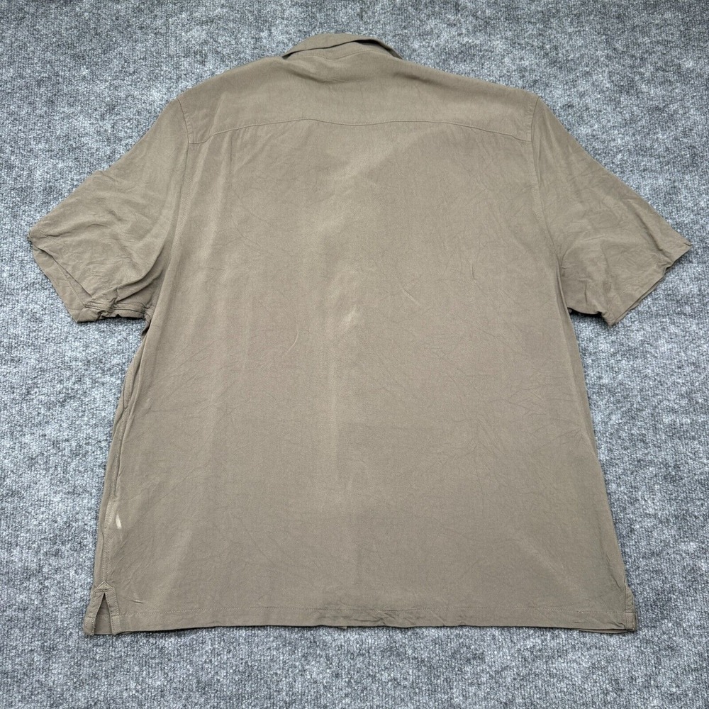 AllSaints Camp Men's 2XL Relaxed-Fit Short Sleeve Shirt Brown Solid Loop - Picture 9 of 12